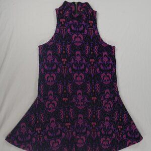 Free People Amelia Purple Jacquard Mock Neck Drop Waist Sleeveless Dress Wms XS